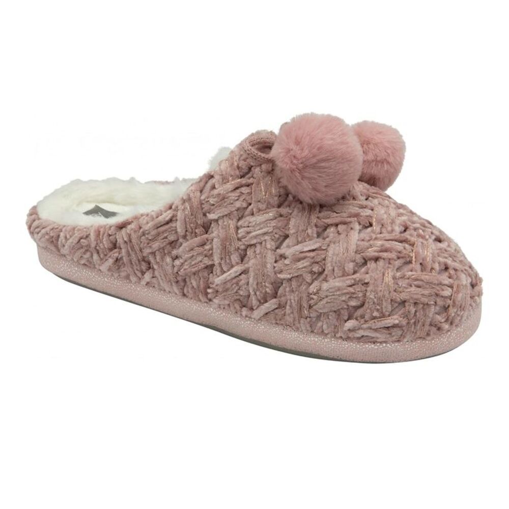 Dunlop Womens/Ladies Textured Knit Mule Slippers / Pink